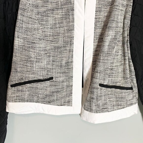 NEW Chico's quilted mix tweed pt pattern black white long sleeve collared jacket - Picture 6 of 12